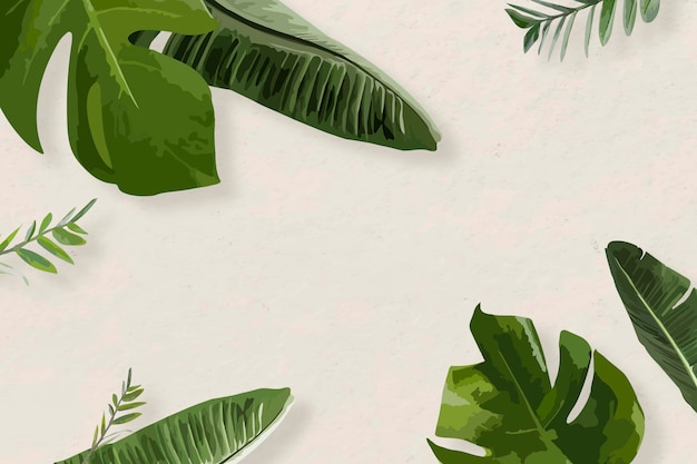 Free vector green leaf frame vector exotic border, banana leaf