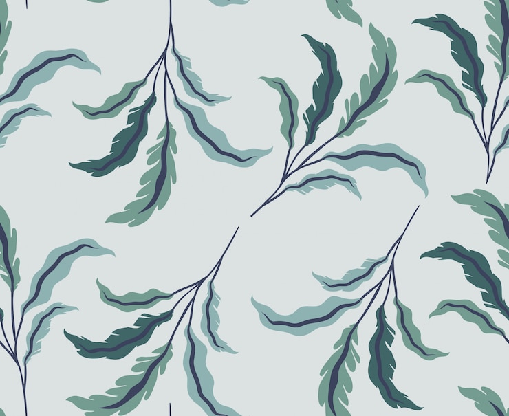 Free Vector green leafs natural pattern background
