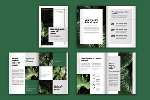 Green leaves brochure template layout