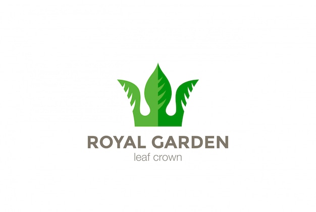 Green leaves crown abstract logo design template.
eco nature creative business logotype concept icon.