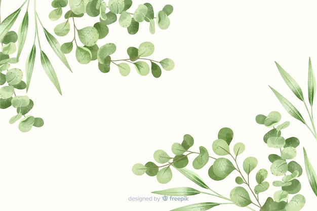 Green leaves frame abstract background