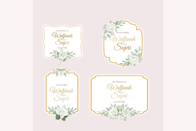 green leaves labels illustration design