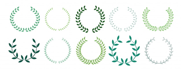 Green leaves laurel wreath collection