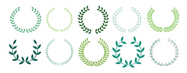 Green leaves laurel wreath collection