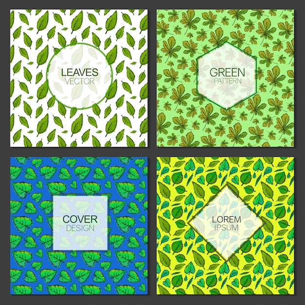 Free vector green leaves pattern background collection