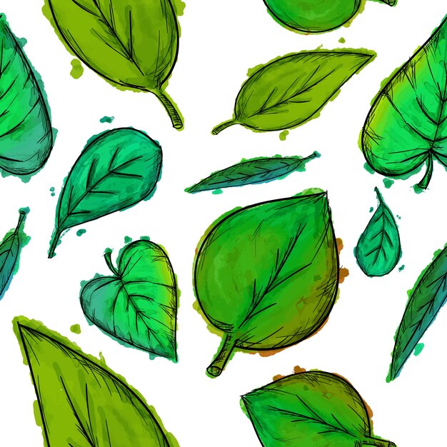 Green leaves pattern background