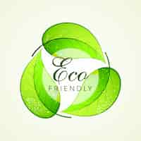 Vettore gratuito foglie verdi in forma di simbolo di riciclaggio per il concetto eco friendly.