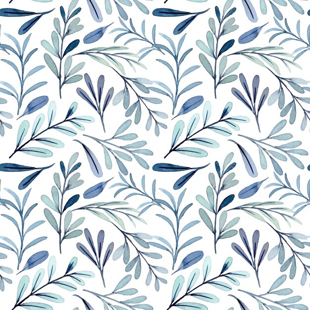 Green leaves watercolor seamless pattern