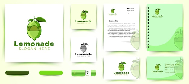 green lemonade juice logo Designs Inspiration Isolated on White Background