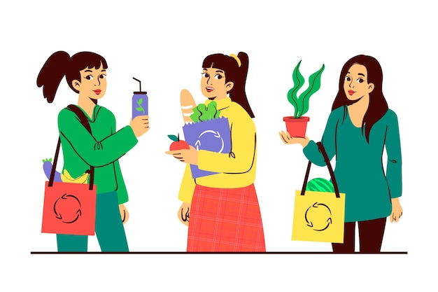 Green lifestyle characters theme for illustration
