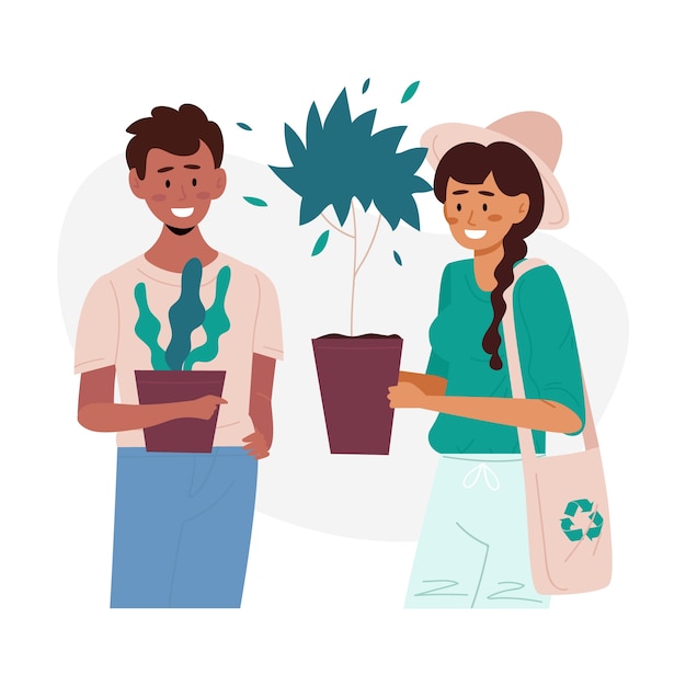 Green lifestyle people illustration