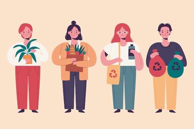 Illustrazione di persone stile di vita verde