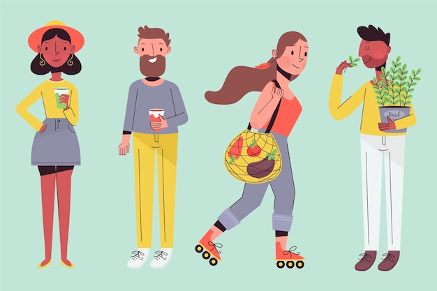 Free Vector green lifestyle people