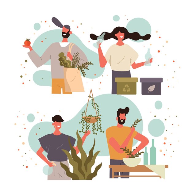 Free vector green lifestyle people