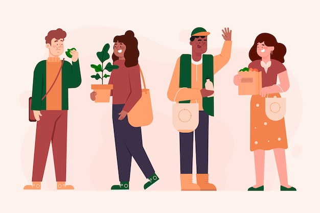 Free vector green lifestyle people