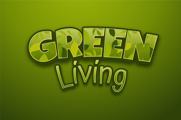 Vettore gratuito design effetto testo vivente verde