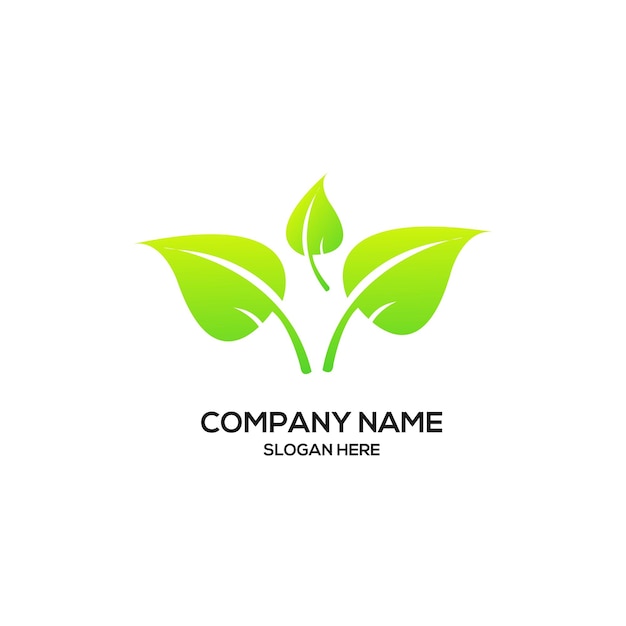 A green logo with leaves on a white background