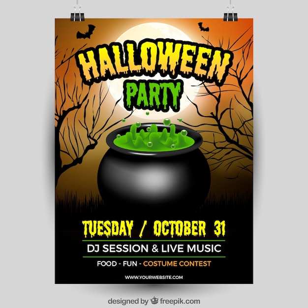 Free vector green magic potion halloween poster