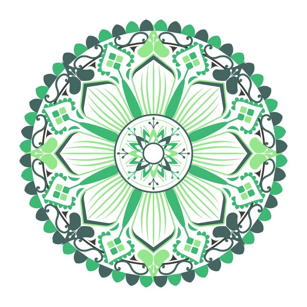 Green mandala pattern on white background