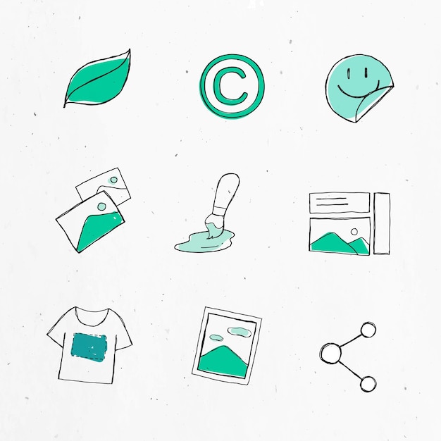 Green marketing icon sticker  set