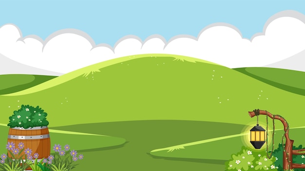 Free vector green meadow or mountain background template