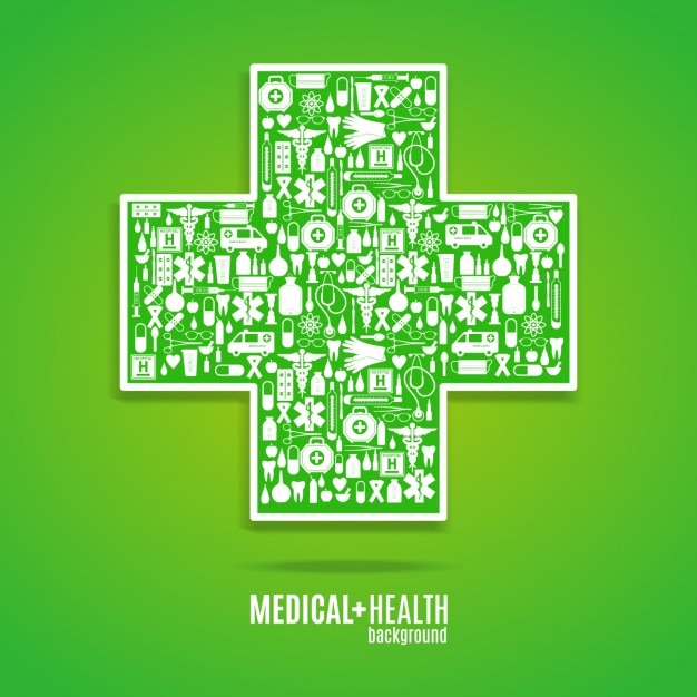 Green medical cross background