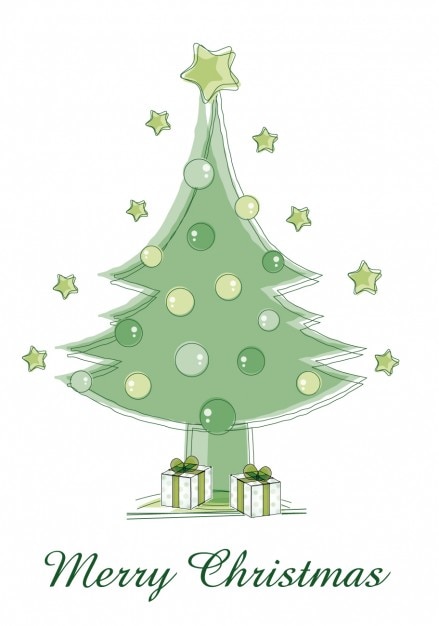 Vettore gratuito albero verde buon natale