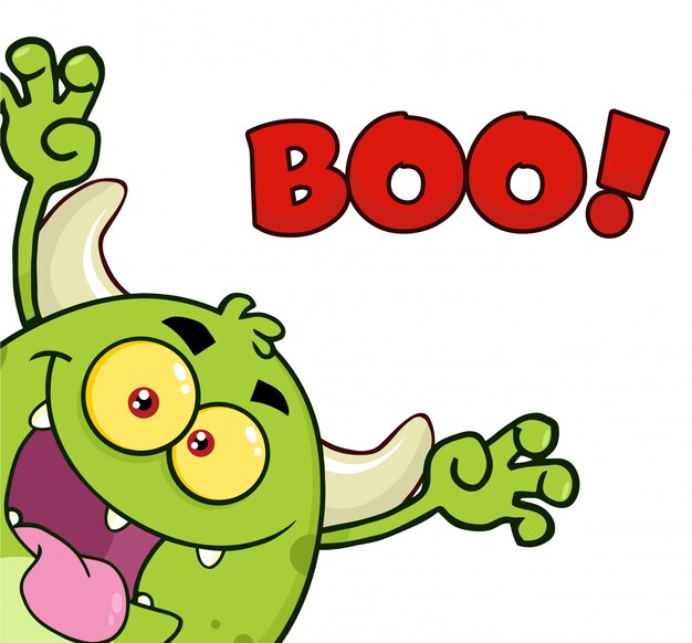 Premium Vector | Green monster cartoon with open arms