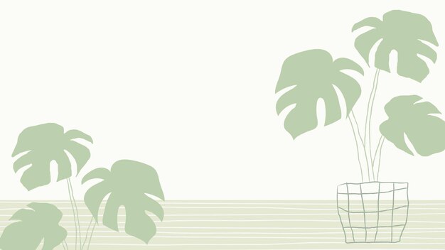 Free Vector green monstera plant vector background with blank space