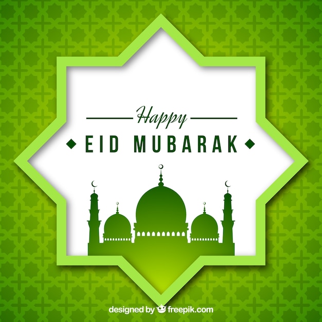 Free vector green mosaic background of eid mubarak