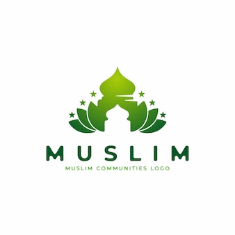 グリーン​モスク​の​ロゴデザインイスラム​の​ロゴデザインテンプレート