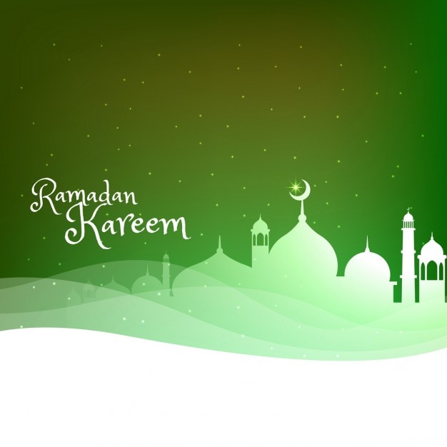 Free vector green mosque silhouette background