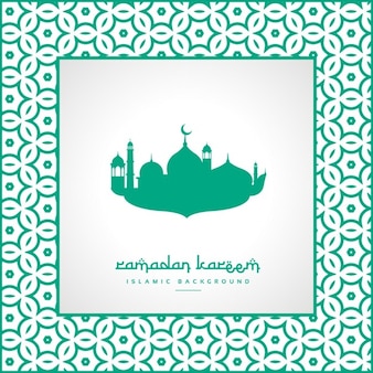 Green mosque silhouette background