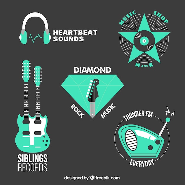 Free vector green music elements