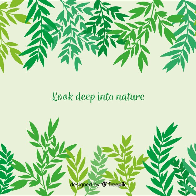 Green nature background with quote