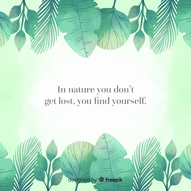 Free vector green nature background with quote