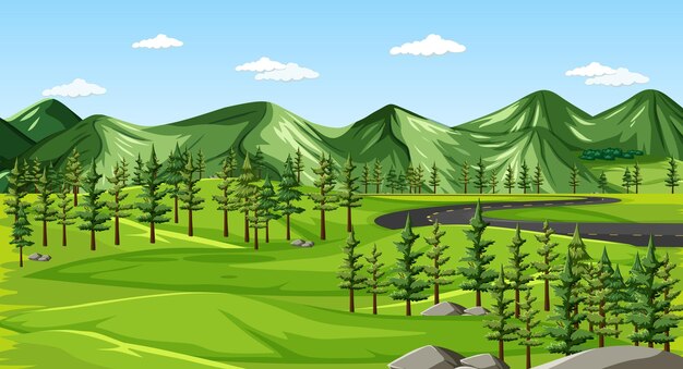 Free vector a green nature landscape background