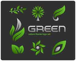 Free vector green nature theme logotype set