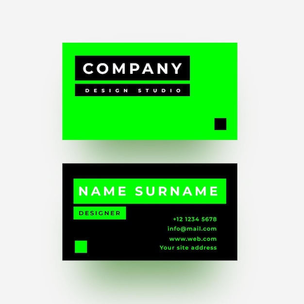 Free vector green neon and black business card