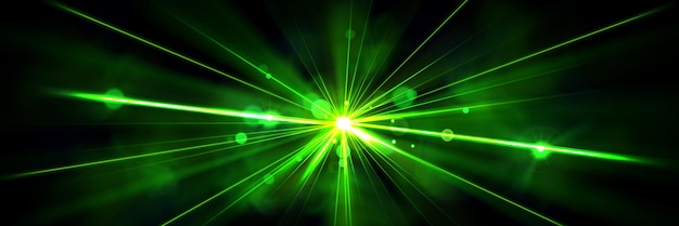 Free vector green neon laser light beam disco show vector effect abstract club party concert glare with fantasy sparkle for nightclub studio backdrop bright lazer dj target star spot with smoke and glow