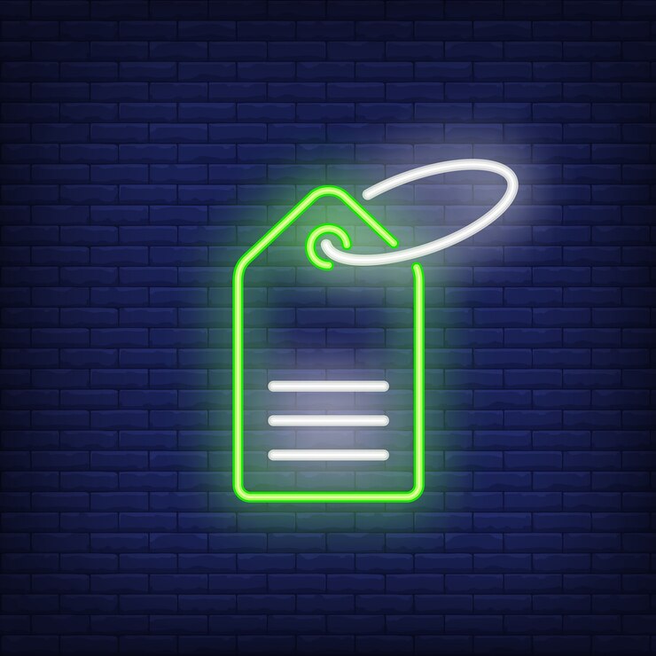 Free Vector green neon tag. night bright advertisement element.