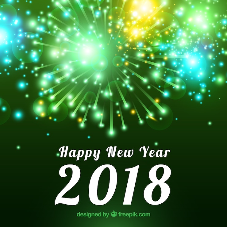 Free Vector green new year fireworks 