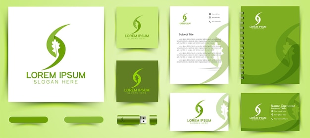 Green oak negative space logo and business branding template Designs Inspiration Isolated on White Background