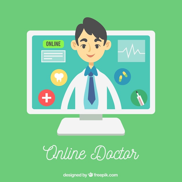 Free vector green online doctor design