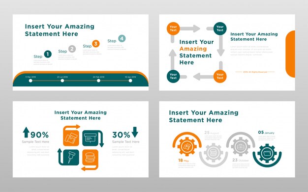 Зеленый оранжевый цветной бизнес-концепция Power Point презентации страниц шаблона