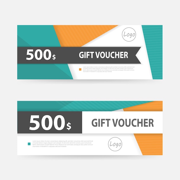 Vettore gratuito modello di voucher regalo verde arancione con pattern