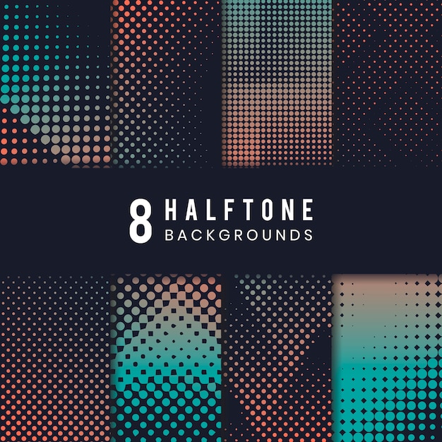 Free vector green and orange halftone background vector set