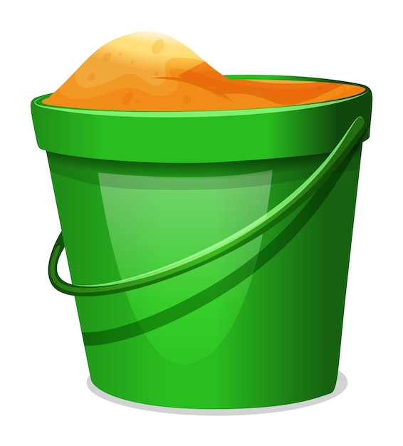 Free vector a green pail with sands