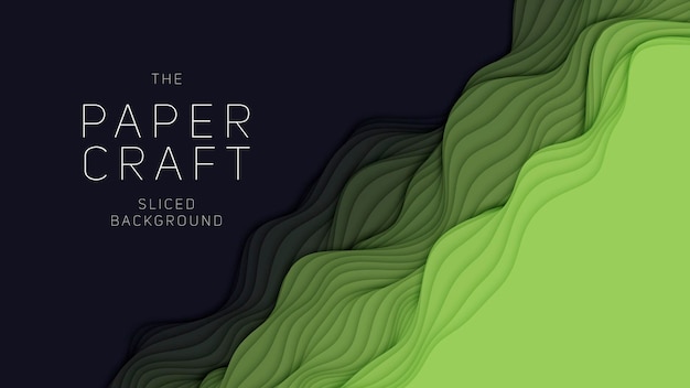 Free vector green paper layers. 3d abstract gradient papercut.