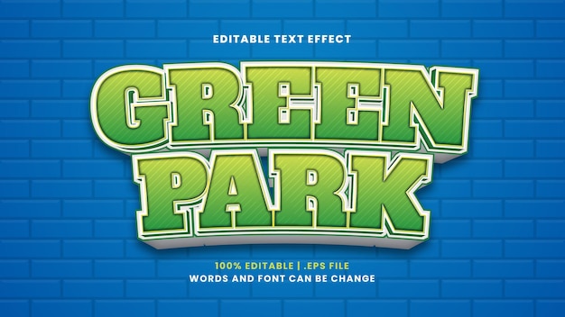 Green park editable text effect in modern 3d style